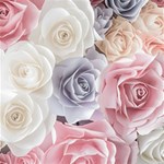 Pastel Rose Flower Blue Pink White Play Mat (Rectangle) Front