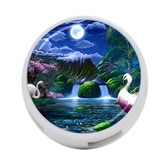 Flamingo Paradise Scenic Bird Fantasy Moon Paradise Waterfall Magical Nature 4-port Usb Hub (one Side) by Ndabl3x