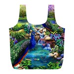 Peacocks In Garden Full Print Recycle Bag (L) Front