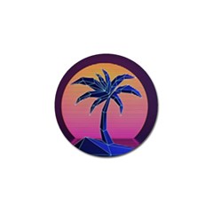 Abstract 3d Art Holiday Island Palm Tree Pink Purple Summer Sunset Water Golf Ball Marker by Cemarart