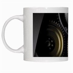 Abstract Style Gears Gold Silver White Mug by Cemarart