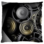 Abstract Style Gears Gold Silver Standard Premium Plush Fleece Cushion Case (One Side) Front
