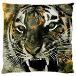 Angry Tiger Animal Broken Glasses Standard Premium Plush Fleece Cushion Case (One Side) Front