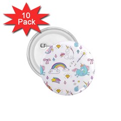 Unicorn Diamond Rainbow Shooting Star 1 75  Buttons (10 Pack) by Grandong