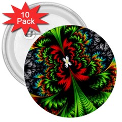 Kaleidoscopic Tropic 3  Buttons (10 Pack)  by Grandong
