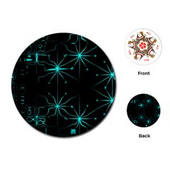 Space Time Abstract Pattern Alien Dark Green Pattern Playing Cards Single Design (round) by Cemarart
