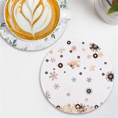 Golden-snowflake Uv Print Round Tile Coaster by saad11