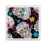 Sugar Skull Black Olorful Flower Memory Card Reader (Square) Front