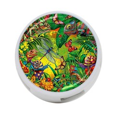 The Chameleon Colorful Mushroom Jungle Flower Insect Summer Dragonfly 4-port Usb Hub (one Side) by Cemarart