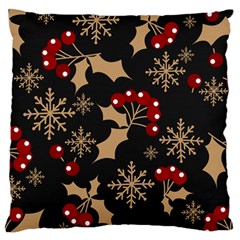 Christmas Pattern With Snowflakes Berries Standard Premium Plush Fleece Cushion Case (two Sides) by Ndabl3x