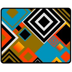 Retro Pattern Abstract Art Colorful Square Two Sides Fleece Blanket (medium) by Ndabl3x