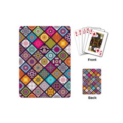 Pattern, Colorful, Floral, Patter, Texture, Tiles Playing Cards Single Design (mini) by nateshop