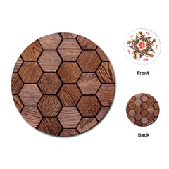 Wooden Triangles Texture, Wooden ,texture, Wooden Playing Cards Single Design (round) by nateshop