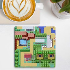 Pixel Map Game Uv Print Square Tile Coaster  by Cemarart