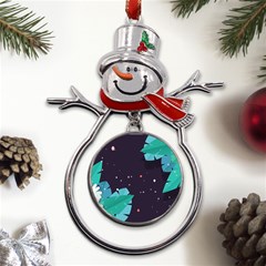 Leaves Flowers Border Frame Floral Metal Snowman Ornament by Grandong