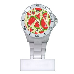Cute Watermelon Seamless Pattern Plastic Nurses Watch by Grandong