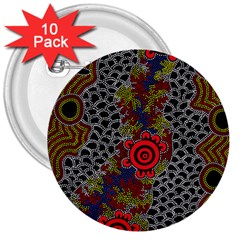 Authentic Aboriginal Art - Gathering 3  Buttons (10 Pack)  by hogartharts