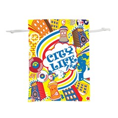 Colorful City Life Horizontal Seamless Pattern Urban City Lightweight Drawstring Pouch (s) by Bedest