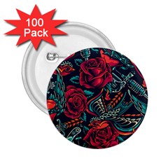 Vintage Flash Tattoos Designs Seamless Pattern 2 25  Buttons (100 Pack)  by Bedest