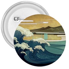 Sea Asia Waves Japanese Art The Great Wave Off Kanagawa 3  Buttons by Cemarart