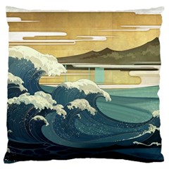 Sea Asia Waves Japanese Art The Great Wave Off Kanagawa Standard Premium Plush Fleece Cushion Case (two Sides) by Cemarart