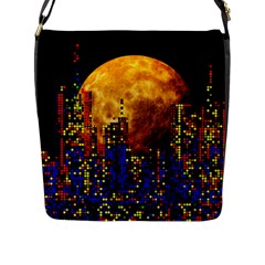 Skyline Frankfurt Abstract Moon Flap Closure Messenger Bag (l) by Cemarart