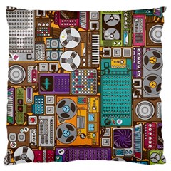 Pattern Design Art Techno  Dj Music Retro Music Device Standard Premium Plush Fleece Cushion Case (one Side) by Cemarart