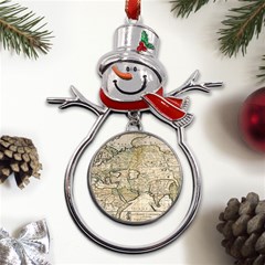 Tartaria Empire Vintage Map Metal Snowman Ornament by Grandong