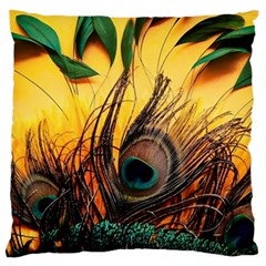 Oceans Stunning Painting Sunset Scenery Wave Paradise Beache Mountains Large Premium Plush Fleece Cushion Case (two Sides) by Cemarart