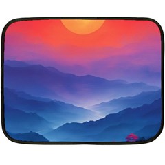 Valley Night Mountains Fleece Blanket (mini) by Cemarart