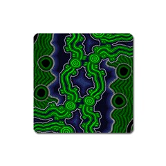 Authentic Aboriginal Art - After The Rain Square Magnet by hogartharts