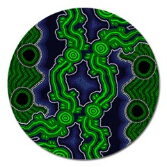 Authentic Aboriginal Art - After The Rain Magnet 5  (round) by hogartharts