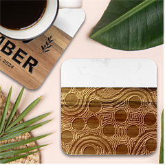 Authentic Aboriginal Art - Rivers Around Us Marble Wood Coaster (square) by hogartharts