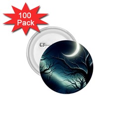 Moon Moonlit Forest Fantasy Midnight 1 75  Buttons (100 Pack)  by Cemarart