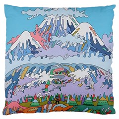 Art Psychedelic Mountain Standard Premium Plush Fleece Cushion Case (one Side) by Cemarart