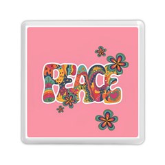 Flower Power Hippie Boho Love Peace Text Pink Pop Art Spirit Memory Card Reader (square) by Grandong