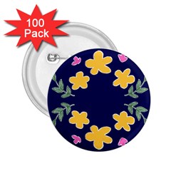 Doodle Flower Leaves Plant Design 2 25  Buttons (100 Pack)  by Cemarart