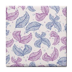 Leaves Line Art Background Tile Coaster by Cemarart