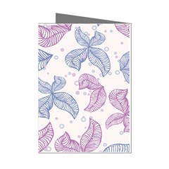 Leaves Line Art Background Mini Greeting Cards (pkg Of 8) by Cemarart