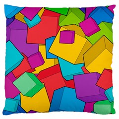 Abstract Cube Colorful  3d Square Pattern Standard Premium Plush Fleece Cushion Case (one Side) by Cemarart