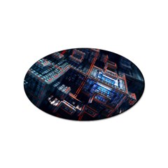 Fractal Cube 3d Art Nightmare Abstract Sticker (oval) by Cemarart