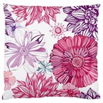 Violet Floral Pattern Large Premium Plush Fleece Cushion Case (Two Sides) Back