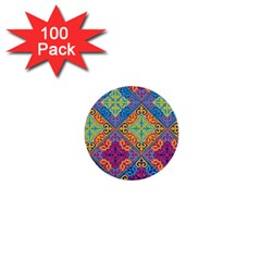 Colorful Flora Flora Kazakh Pattern 1  Mini Buttons (100 Pack)  by Cemarart