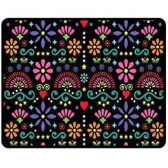 Mexican Folk Art Seamless Pattern Two Sides Fleece Blanket (medium) by Bedest
