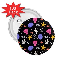 Sea Shells Pattern Wallpaper Fish 2 25  Buttons (100 Pack)  by Maspions