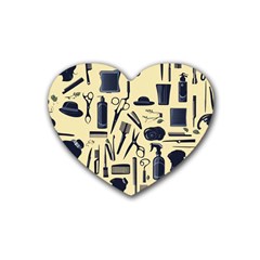 Elegant Hairdresser Pattern Cream Rubber Heart Coaster (4 Pack) by TetiBright