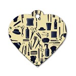 Elegant Hairdresser pattern cream Dog Tag Heart (Two Sides) Back