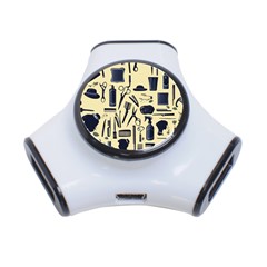 Elegant Hairdresser Pattern Cream 3-port Usb Hub by TetiBright