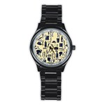 Elegant Hairdresser pattern cream Stainless Steel Round Watch Front