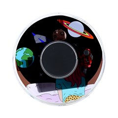 Girl Bed Space Planets Spaceship Rocket Astronaut Galaxy Universe Cosmos Woman Dream Imagination Bed On-the-go Memory Card Reader by Maspions